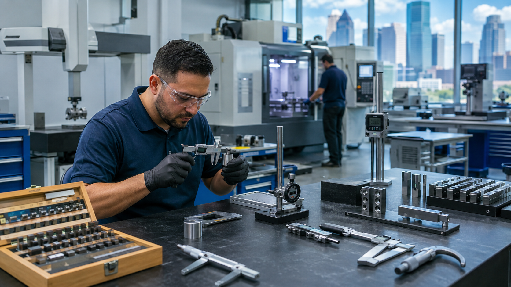 Precision measuring equipment used for calibration by Houston manufacturers